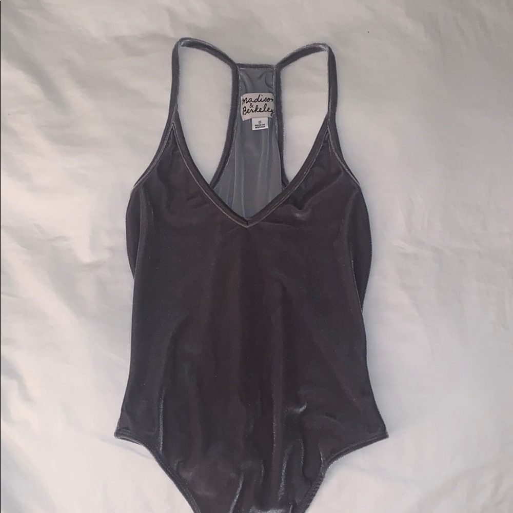 Grey velvet bodysuit